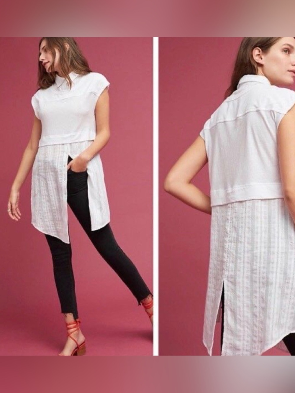 ANTHROPOLOGIE XS Postmark Bohemian Romantic Feminine Londra Layered Twofer Top